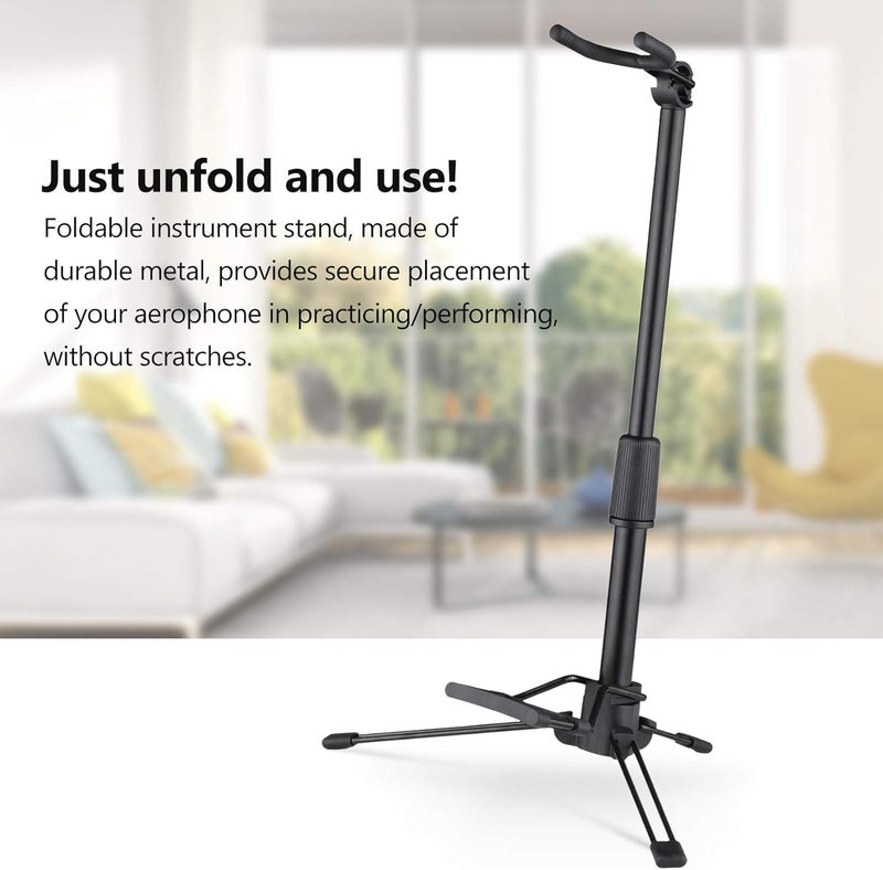 summina Foldable Digital Wind Instrument Stand Adjustable Metal Aerophone Holder Musical Instrument Stand, Black - Image 5
